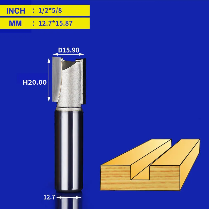 Tideway прямые фрезы 1/2 1/4 хвостовик двойная флейта окуня Фрезы Твердосплавные наконечники Деревообработка обрезки долбежный инструмент - Длина режущей кромки: Z00113