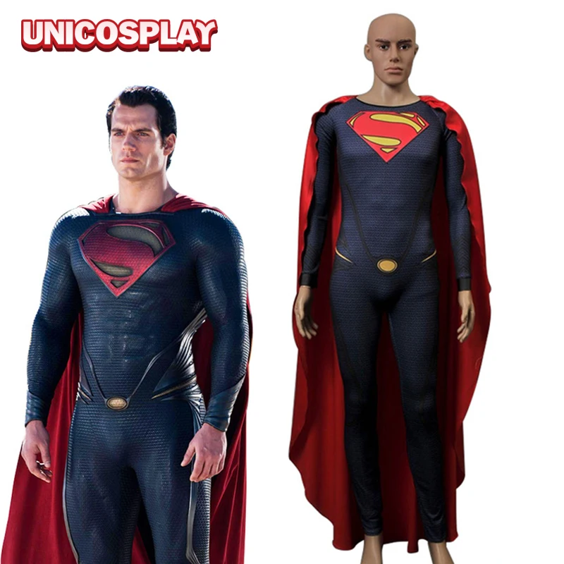 

Superman Man Of Steel Spandex Cosplay Costume Jumpsuit With Robe
