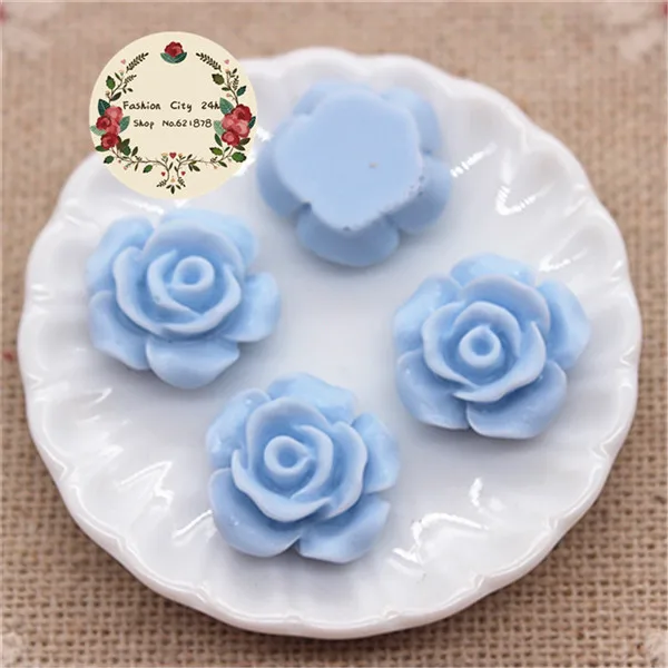 light blue 50pcs 50 шт 13 мм матовые Винтажные Цветы из полимера, розы с плоской задней стороной кабошон аксессуары для украшения своими руками - Цвет: light blue 50pcs