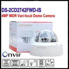 Free shipping Hikvision 4MP 1080p IR Vari-focal CCTV Camera IP POE DS-2CD2742FWD-IS Audio, WDR Vari-focal Dome Network IP Camera