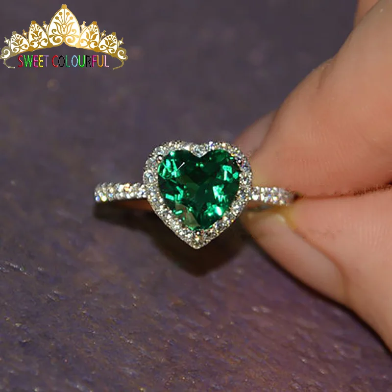 100 9k Gold Lab Created Emerald And Moissanite Diamond Ring With