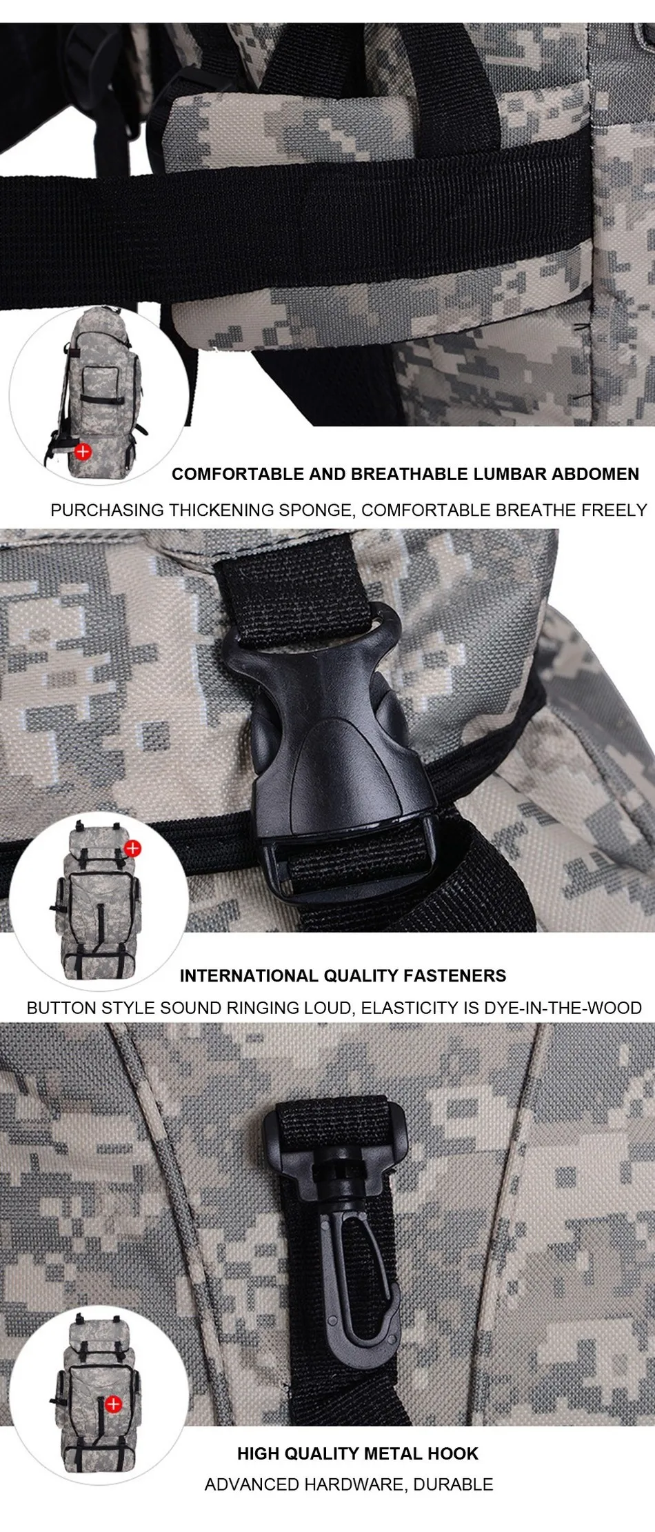 70L Men Tactical Bags Outdoor Sport Bag Waterproof Hiking Camping Bags Travelling Trekking Backpack Military Camouflage Bag (10)