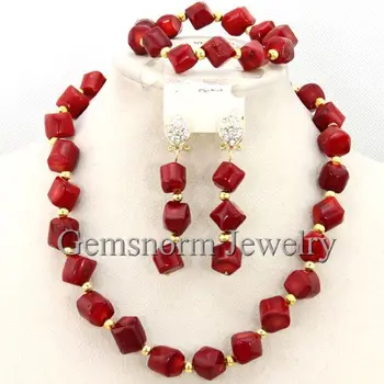 

Simple African Coral Beads Party Jewelry Set Women Costume Necklace Coral Jewelry Set 2017 New Free Shipping CNR290