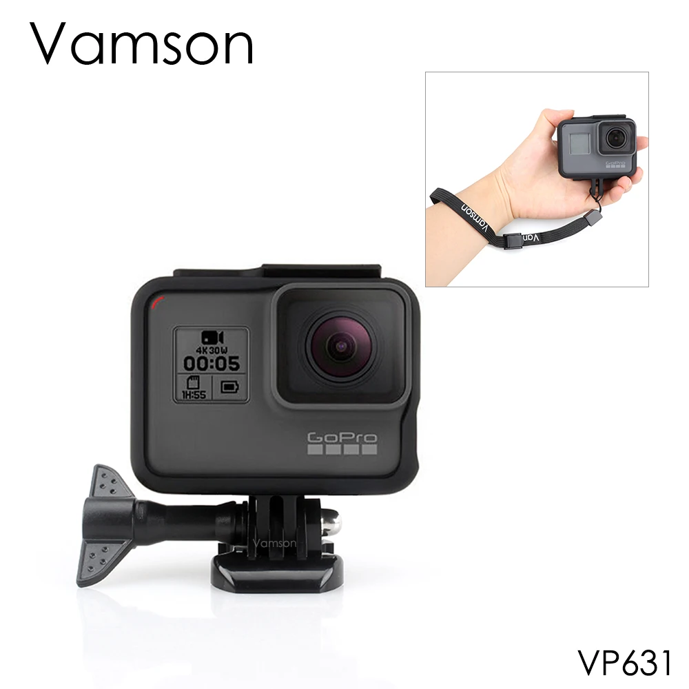 

Vamson Protective Frame Case for Go pro Accessories Action Camera Hero7 6 5Black 7 Silver/White Housing Case Base Mount VP631