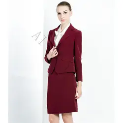 Цвет красного вина юбка костюм Для женщин женские офисные 2 шт. Костюмы высокое качество Формальное ПР Повседневная обувь Бизнес