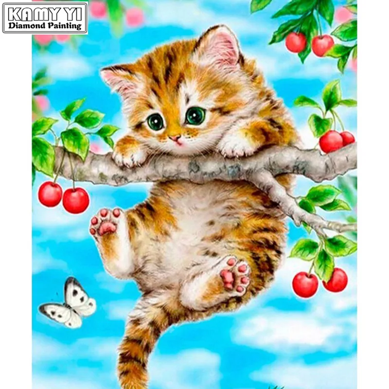 

5D DIY Diamond Painting Cross Stitch Animals Wall Decor Full Square Diamond Embroidery Cat Needlework Resin Gift