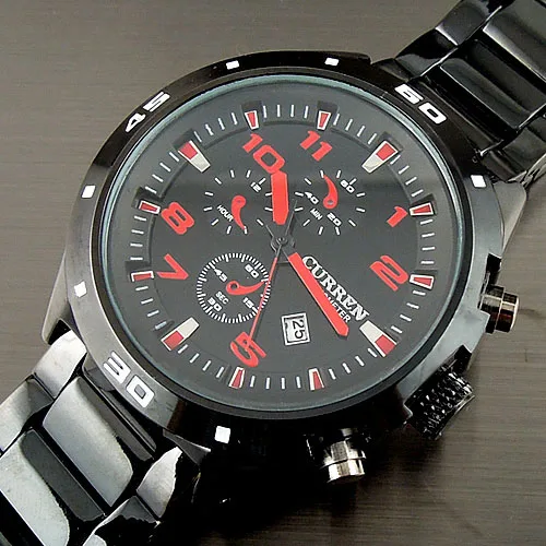 

WH150 CURREN NEW 2016 WHOLESALE FASHION SPORT WATER QUARTZ HOURS DATE HAND RED DIAL CLOCK MEN STEEL WRIST WATCH FREE SHIPPING