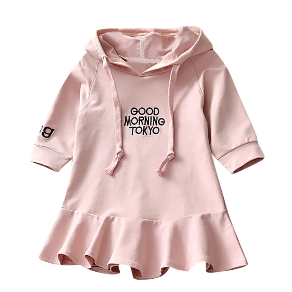 Baby Girls Sweatshirt Dress Toddler Kids Winter Letter Hoodie Princess