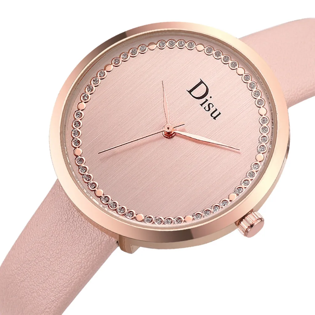 

Luxury Temperament Lady Slender Belt Watch Analog Rhinestone Quartz Watch