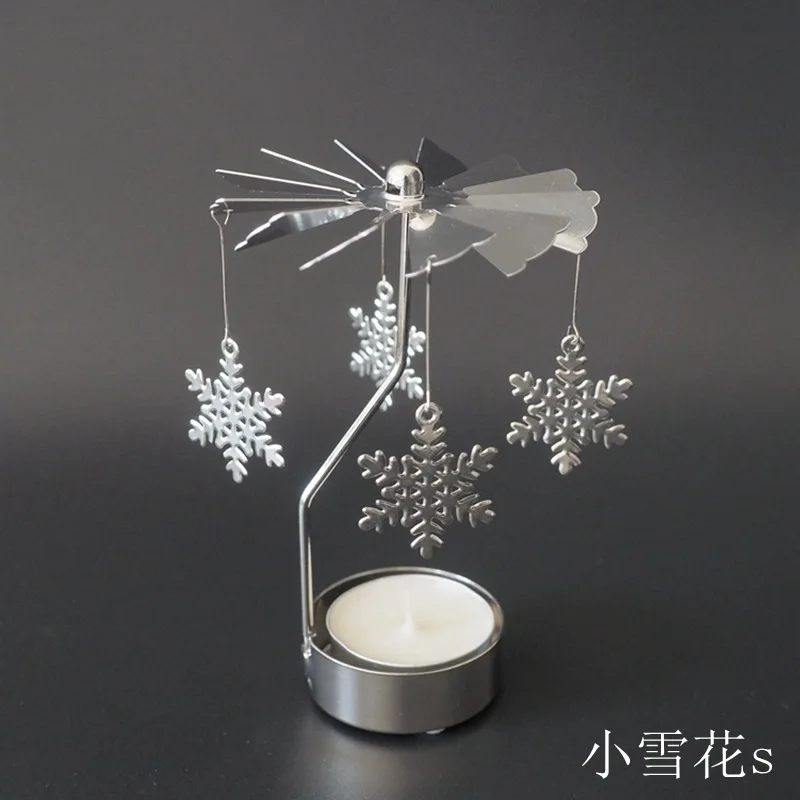 Candlesticks Rotating Romantic Rotation Spinning Carrousel Tea Light Candle Holder Christmas Home Party Wedding Lighting Angel