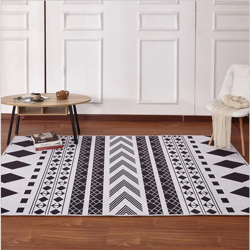 

AOVOLL Carpets for Living Room Bedroom Floor Mat Black And White Geometry Carpet Living Room Table Accessories Christmas Rug