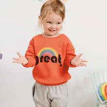 Little maven/Новинка г.; Осенняя брендовая одежда для маленьких девочек с буквенным принтом; оранжевые толстовки для малышей; одежда для маленьких девочек; C0164