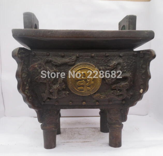 

Metal Crafts Home Decoration Craft Chinese copper/bronze carved Gold gilt dragon Censer/ Incense burner Statue