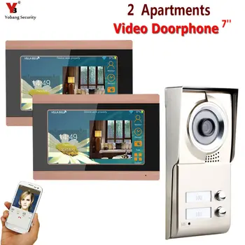

2 Monitor Two Apartments 1.0MP 720P AHD IP WIFI 7" Touch Screen Video Intercom Door Phone Record Kit for Android IOS Phone