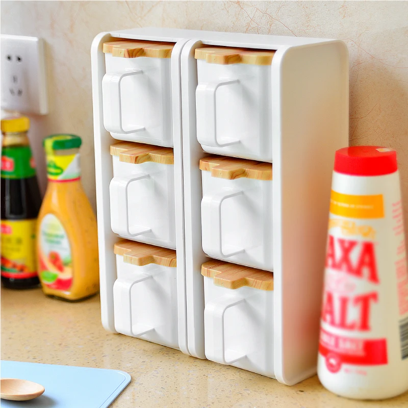 

Spice Jar Seasoning Box Plastic Salt Pepper Kitchen Cumin Powder Storage Bottle Clear Transparent Rack Condiment Set Tools