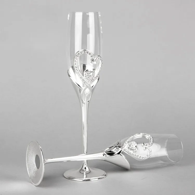 Бокал для шампанского Стекло Свадебные Дизайн с сердечком с украшением в виде кристаллов Шампанское красноe флейта творческий Кубок/подарок для свадьбы дня рождения