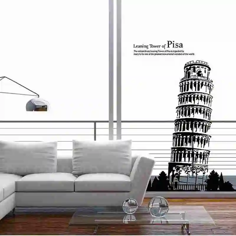 Leaning Tower of Pisa Decal Landmark Torre di Wall Stickers Decals Poster Parede Home Decor Sticker | Дом и сад