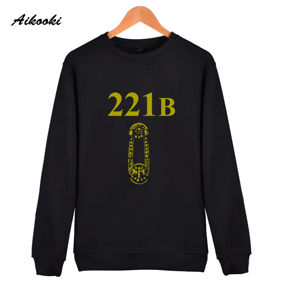 Fashhion Sherlock 221B Sweatshirt hoodies men women casual style Black/red cotton men hoodies and sweatshirt Capless Hoodies