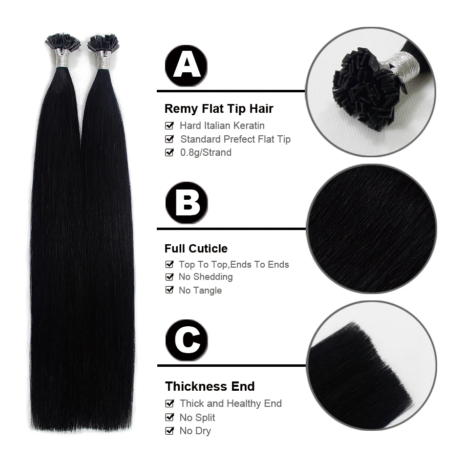 Накладные прямые человеческие волосы FOREVER HAIR 1 г/локон 22 дюйма 100 г|Прямые