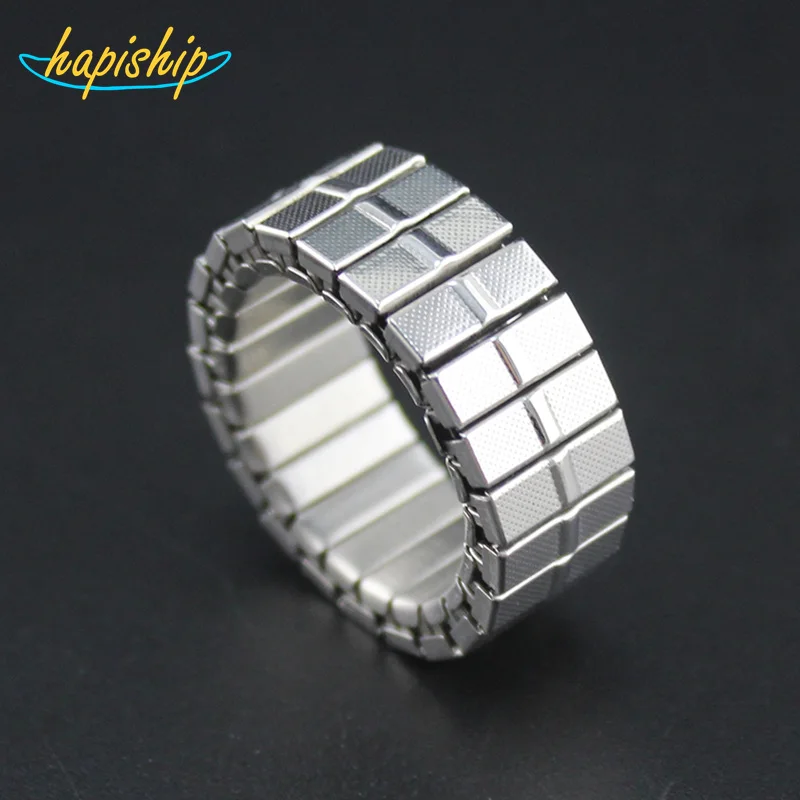 

Hapiship 2018 Men/Women's Jewelry Stainless Steel 9mm Width Silver Elastic Ring Size 7.5 For Best Friend Wife Birthday Gift RS10