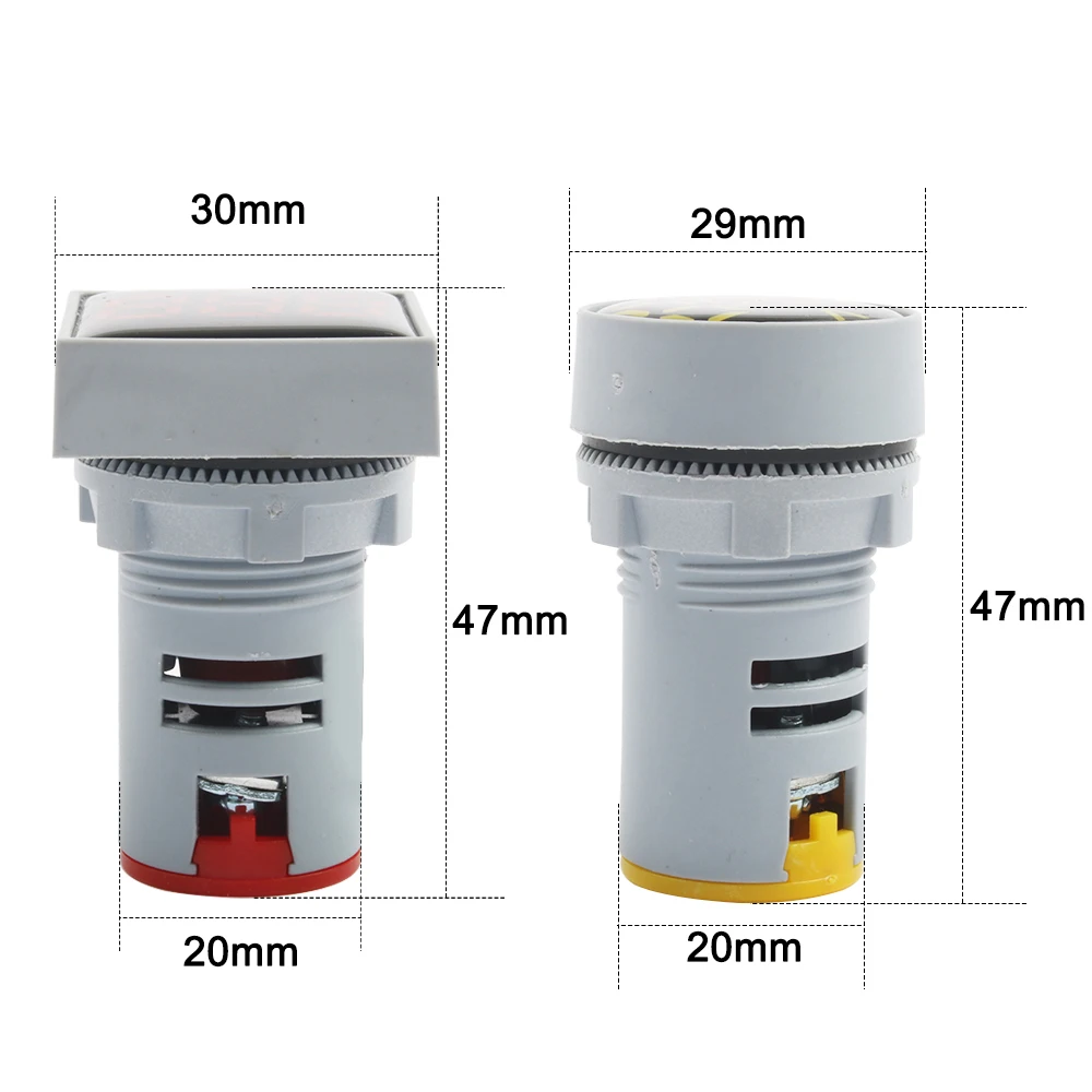 22 мм AC20-500V Круглый или квадратный светодиодный вольтметр лампочка-индикатор красный желтый зеленый синий белый цифровой амперметр