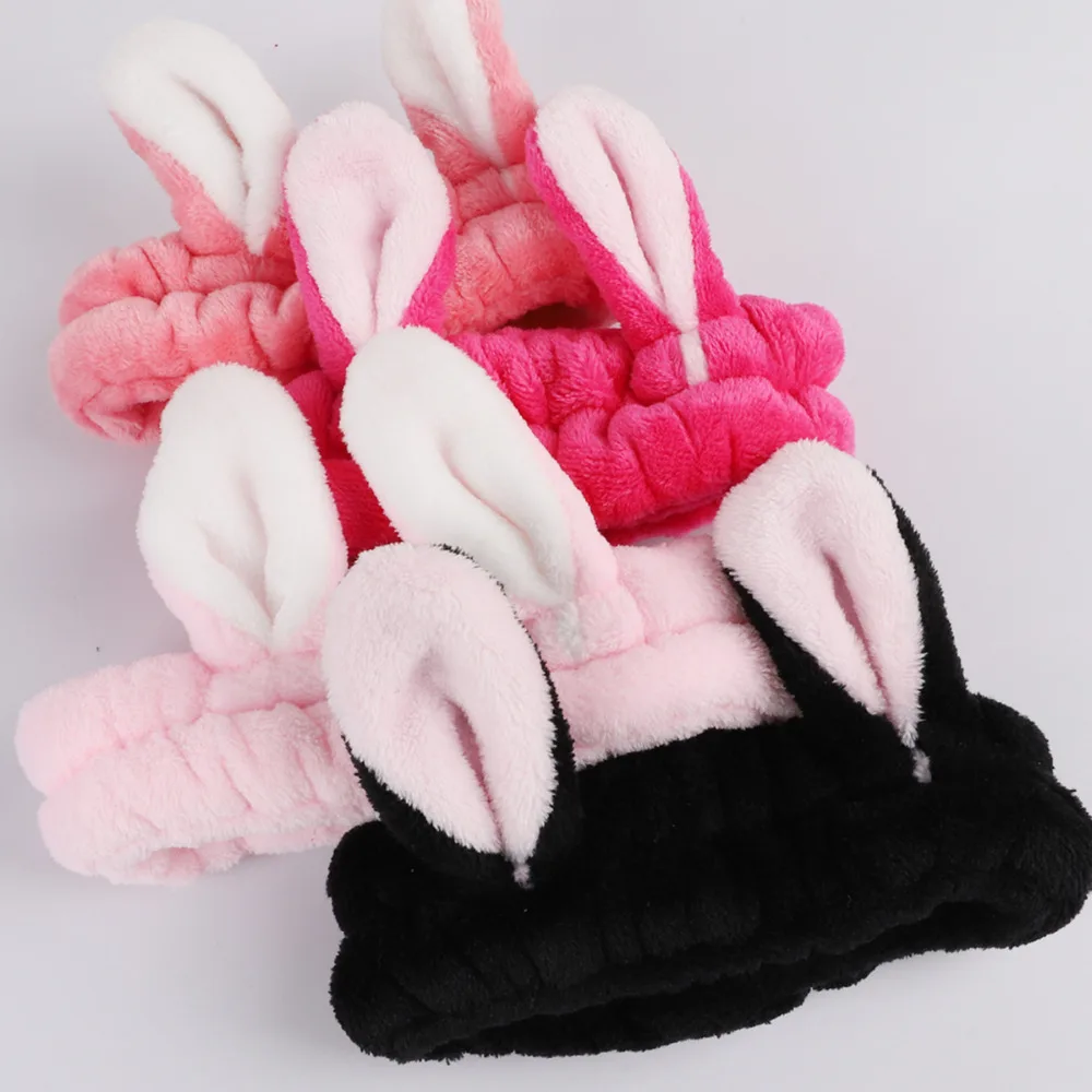 

Cute Bunny Ear Makeup Headbands for Washing Face Shower Spa Mask Soft and Cute Rabbit Ear Hair Bands for Women and Girls