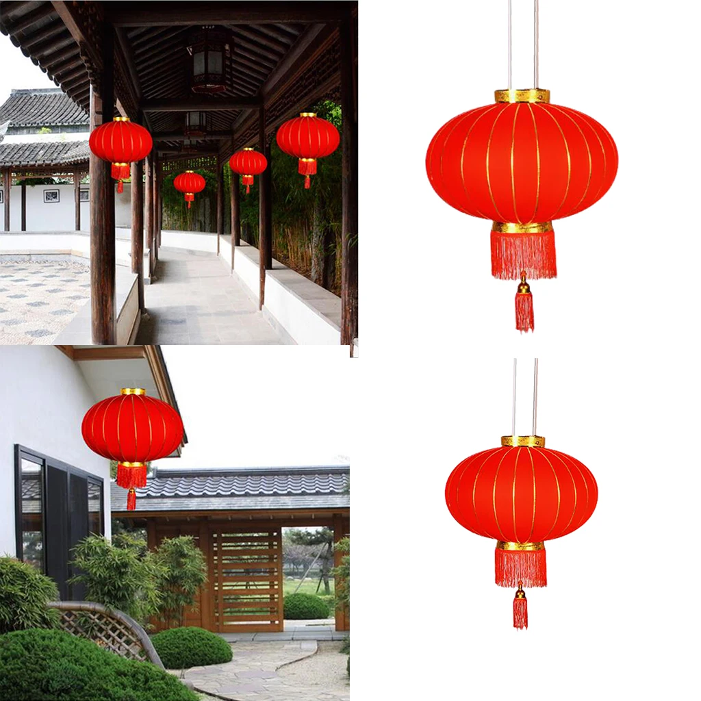 Red Traditional Chinese Lanterns Flocking Hanging Lantern for Festival Wedding Party Hotel Festival Decorations