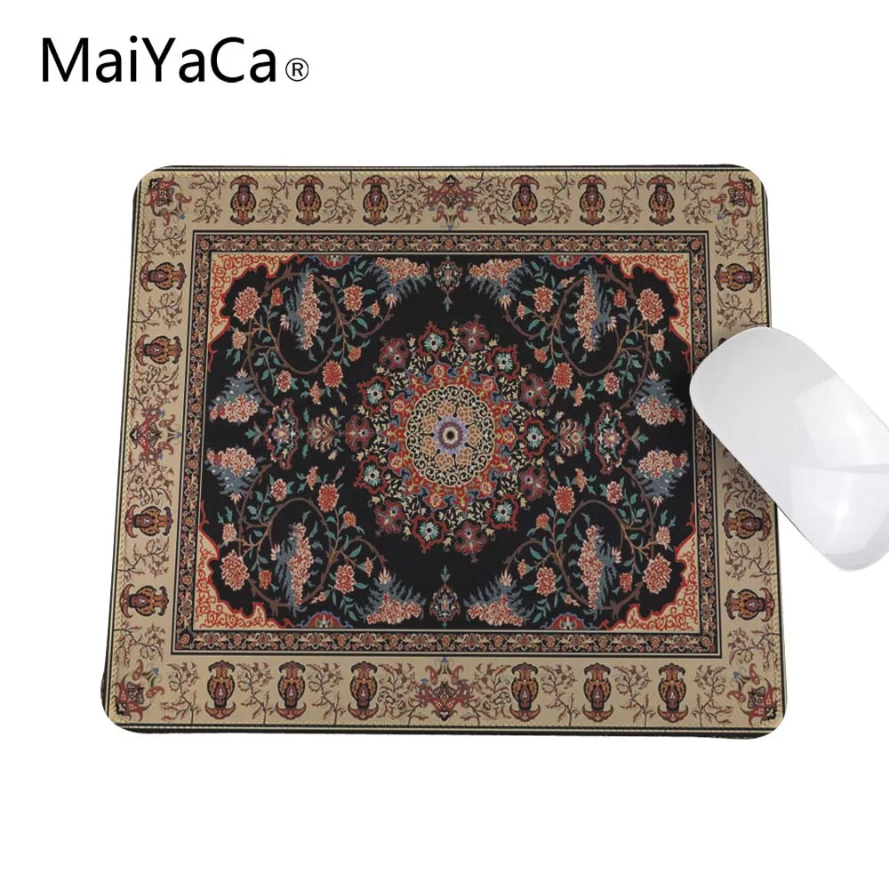 

Black pattern Persian carpet Customized Rectangle Non-Slip Rubber printing Overlock Edge rubber durable mouse pad