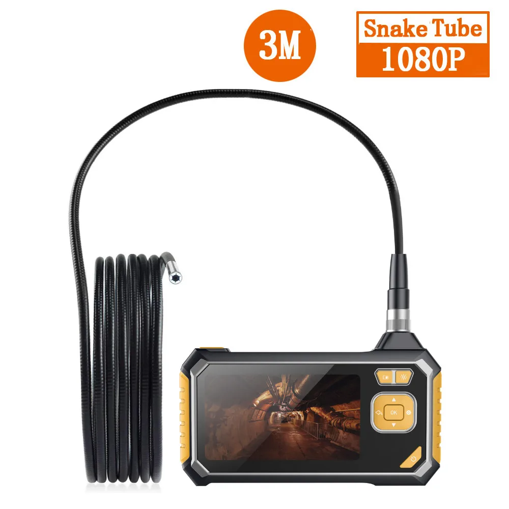 8,0 мм промышленная камера-эндоскоп 1080P HD 4,3 дюймов цифровой ЖК-экран камера наблюдения профессиональный автомобильный осмотр бороскоп - Цвет: Snake Tube 3M