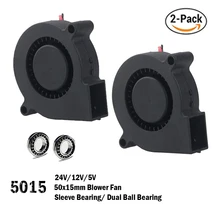 2PCS Gdstime 5015 50mm DC 24V 12V 5V 2Pin Ball/Sleeve Bearing Brushless Cooling Turbine Blower Fan 50mm x 15mm Blower Cooler Fan