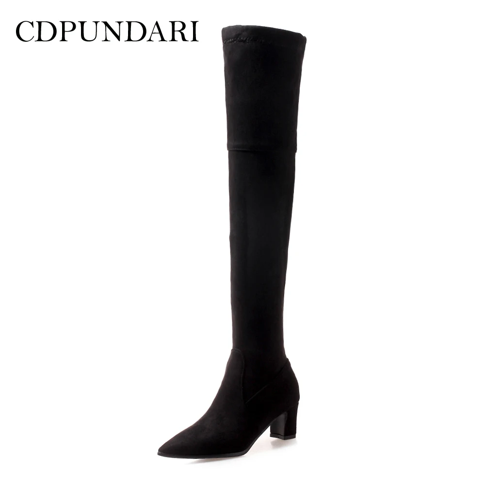 

CDPUNDARI Pointed Toe High heel over the knee boots women thigh high boots Ladies winter shoes woman