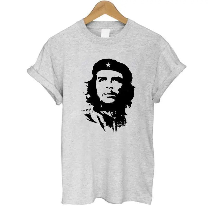 

COOLMIND CH0113B 100% Cotton Che Guevara Graphic Print T-shirt White Grey Summer Style Women loose T Shirt Female Blusa Women
