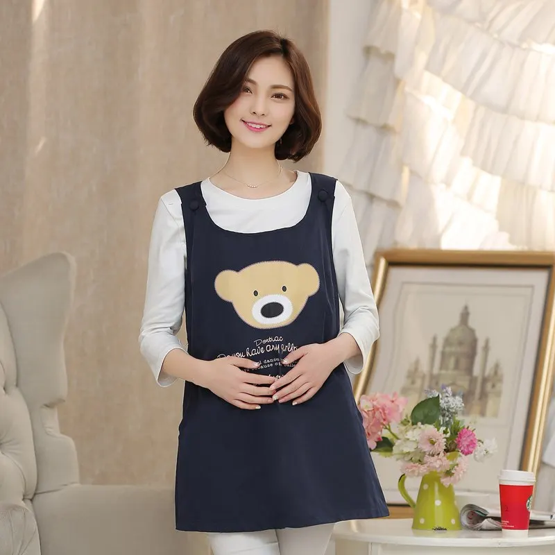 2018 New Cartoon Radiation Maternity Dress Four Seasons Korean Fashion Letter Print Dress 2018 New Cartoon Radiation Maternity Dress Four Seasons Korean Fashion Letter Print Dress