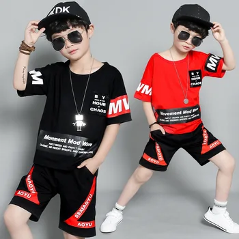 

Boys Summer Jazz Street Dance Clothes Children's Basketball Uniformtracksuit Set Kids Hip hop Fashion Show DQT1037