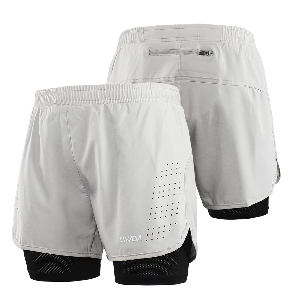 Allenamento Attivo Traspirante Pantaloncini da Ciclismo da Jogging da Corsa con Fodera più Lunga Pantaloncini da Corsa 2 in 1 Lixada Pantaloncini da Running da Uomo Asciugatura Rapida