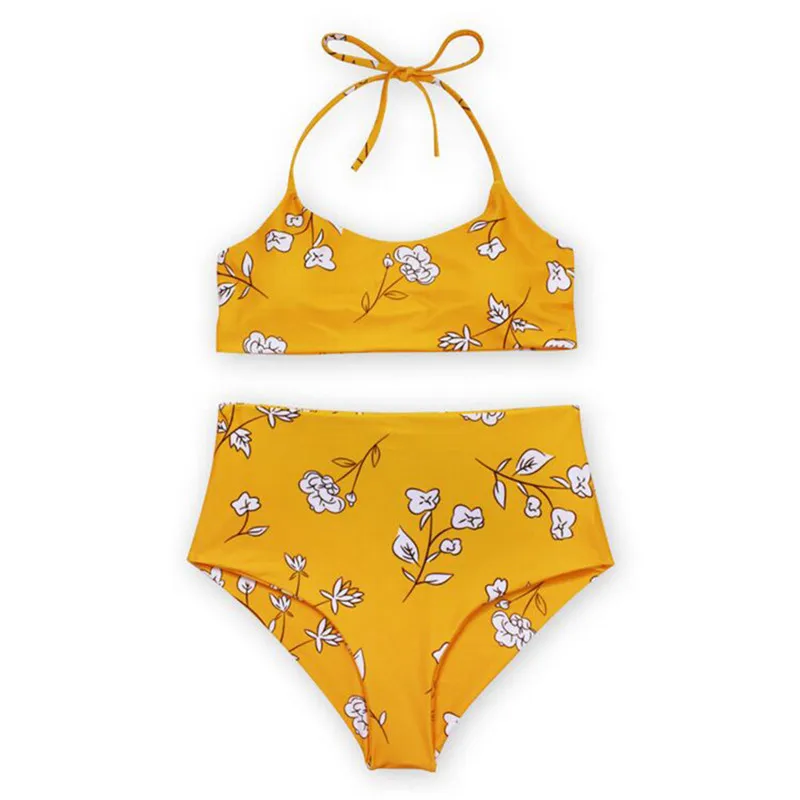

Women Swimwear Print Split Bikini Set Bandage Push-Up Padded Swimsuit Beachwear Sexy Summer Bathing Suit Women Bikinis 2019