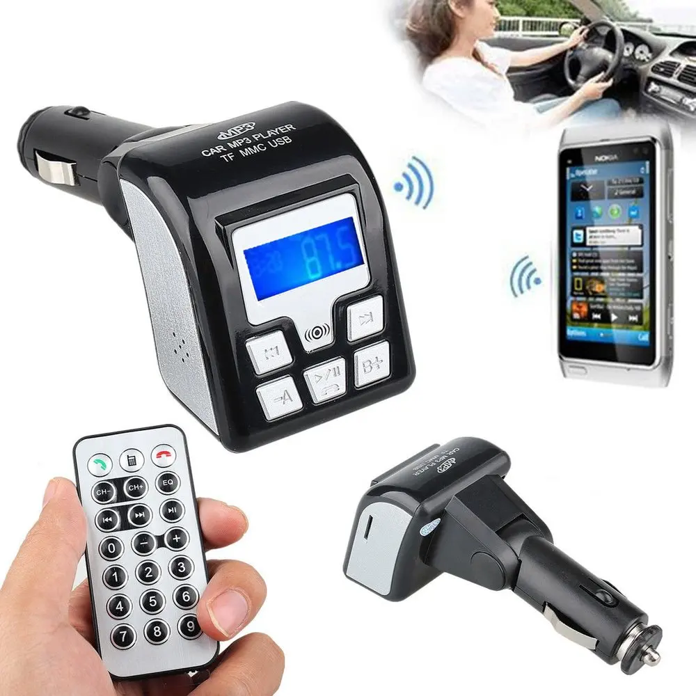 Wireless Bluetooth LCD FM Transmitter Modulator Car Kit MP3 Player SD w//Remote