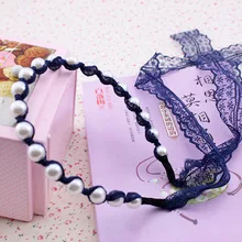 South Korea’s wind Pearl lace bowknot ribbon bind hair band Head band hair band