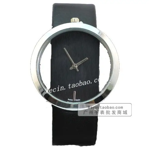 Кожаные часы Montre Femme Relojes кварцевые с большим циферблатом Модные прозрачные полые