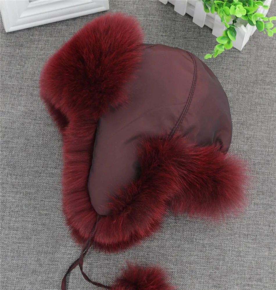 mens mad bomber hat 2020 100% Real Fox Fur Hat Women's Russian Ushanka Aviator trapper snow skiing Hat caps earflap winter raccoon fur Bomber hat sheepskin bomber hat