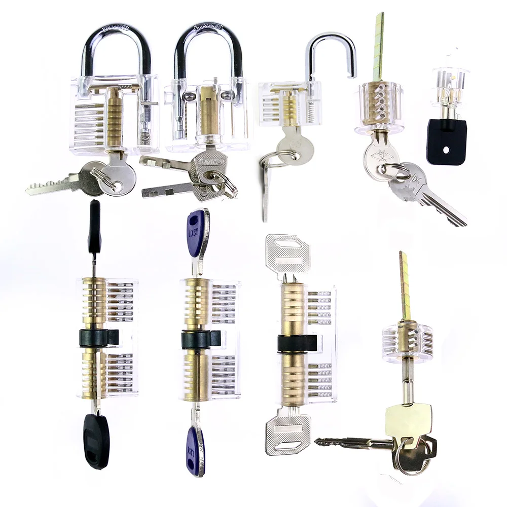 Free Shipping 9pcs Transparent Practice Lock ,Professional Locksmith Lock Set for Training Free Shipping 9pcs Transparent Practice Lock ,Professional Locksmith Lock Set for Training