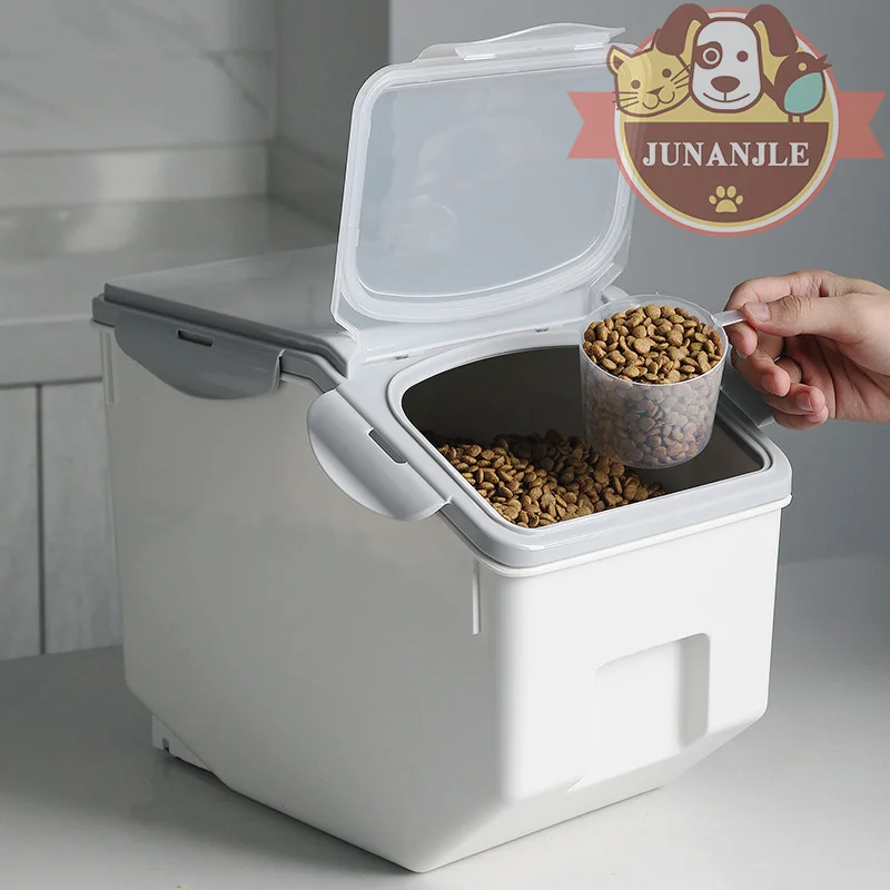 

Pet Cat Dog Feeder Anti-oxidation Dry Storage Large Capacity Storage Fresh Box Food Container Dog Bucket and Measuring Cup