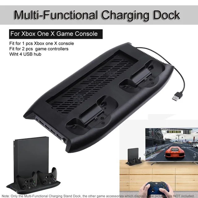 Cheap Multi-Functional Charging Stand for Xbox One X Game Console Power Station with Dual Cooling Fan Ventilation 4 Extra USB Ports Cheap Multi-Functional Charging Stand for Xbox One X Game Console Power Station with Dual Cooling Fan Ventilation 4 Extra USB Ports