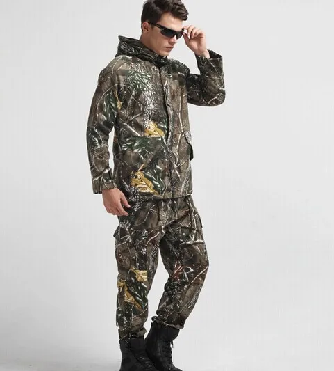 G8 с капюшоном ветровка Открытый Tactical twill листья камуфляж флисовая ветровка зимняя куртка M-XXXL