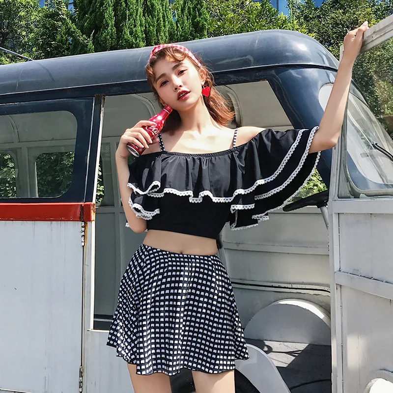 

Bather Biquini Woman Swimsuit May 2018 Swimming Suit For Women Bikini Set Beachwear Swimwear Split New Three Piece Word Sexy