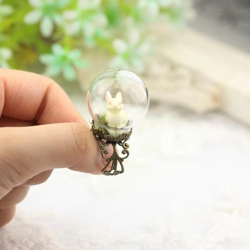 

Transparent Glass Ring Creative Rabbit Ring Bijoux Romantic Girlfriend Ring Engagement Gift Wholesale
