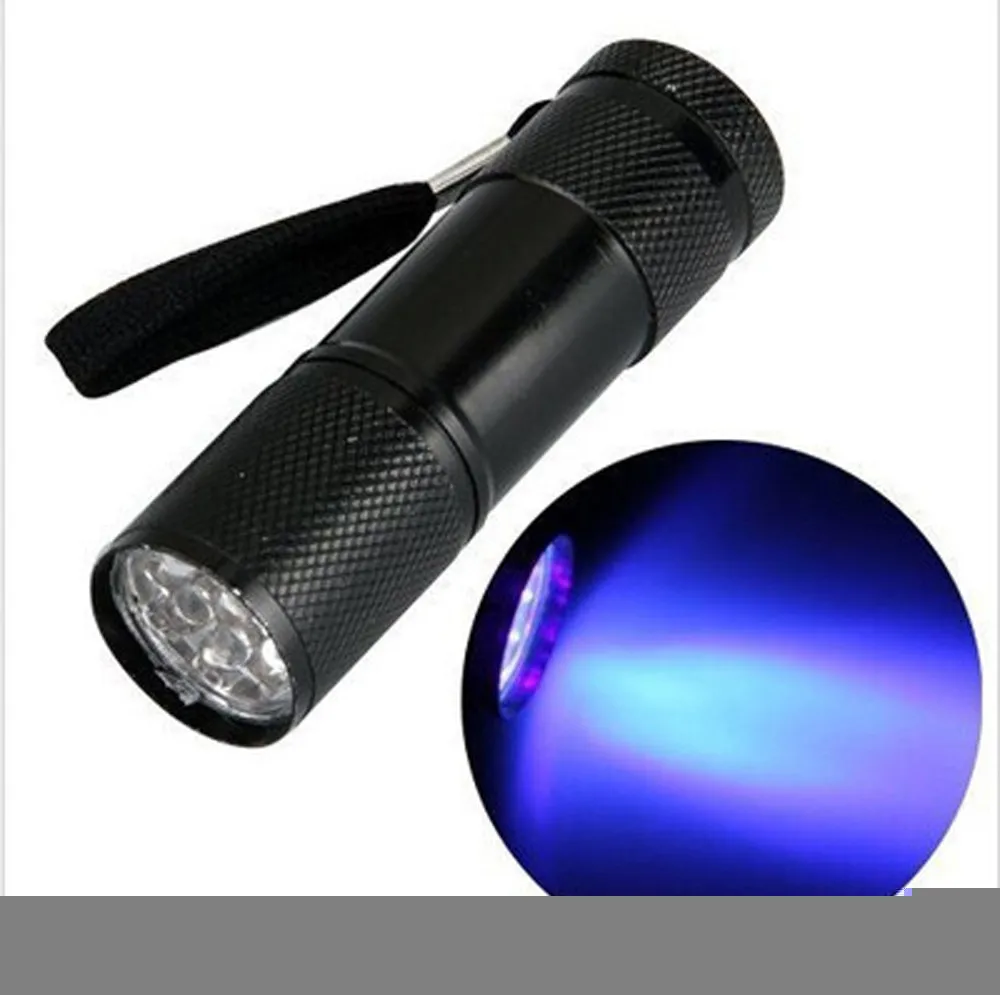 UV Ultra Violet 9 LED Flashlight Mini Blacklight Tactical Torch Light Lamp Black