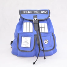 Doctor Who Backpack Canvas Printed Cartoon Dr Who Tardis Buckle Slouch Children School bag Police Box mochila feminina Backpacks