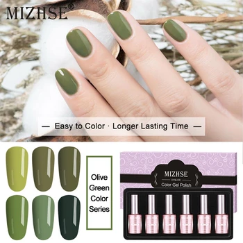 

MIZHSE UV Nail Gel Polish Green Colors Series Nail Glue Vegan Hybryda Do Paznokci Nagellak Flex Gel UV Couleur