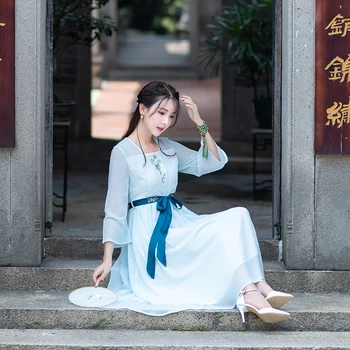 

Women Chinese Embroidery Hanfu Stage Costumes For Singers Female Folk Costume Cosplay Princess Performance Clothing